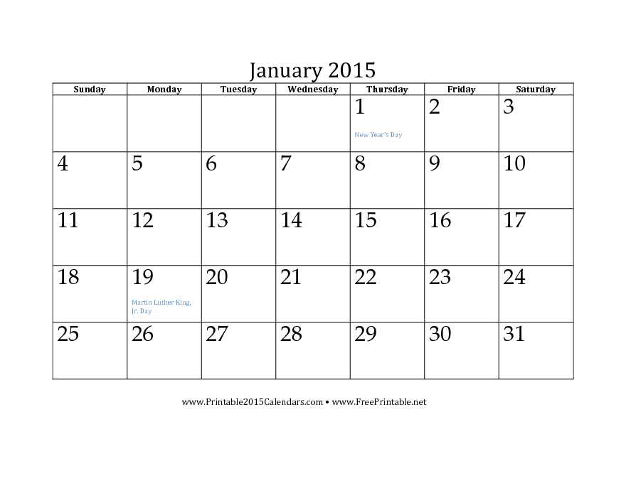 January 2015 Calendar 3