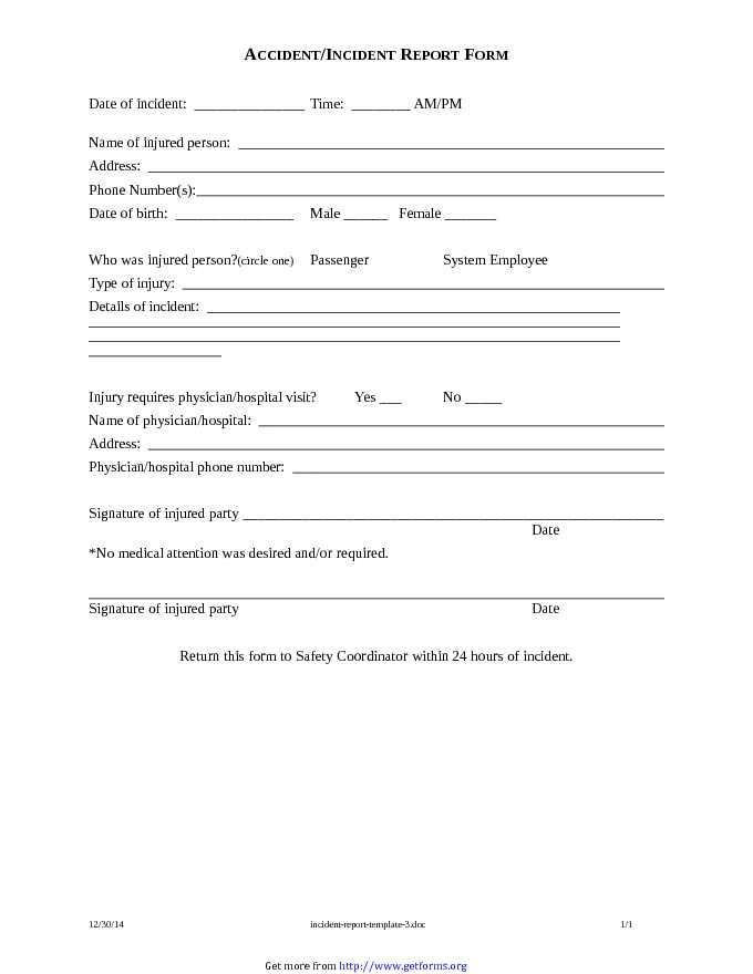 Incident Report Template 3