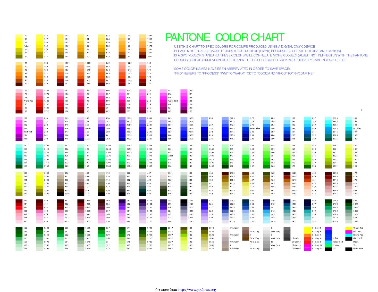 PING Color Code Chart download Color Chart for free PDF or Word