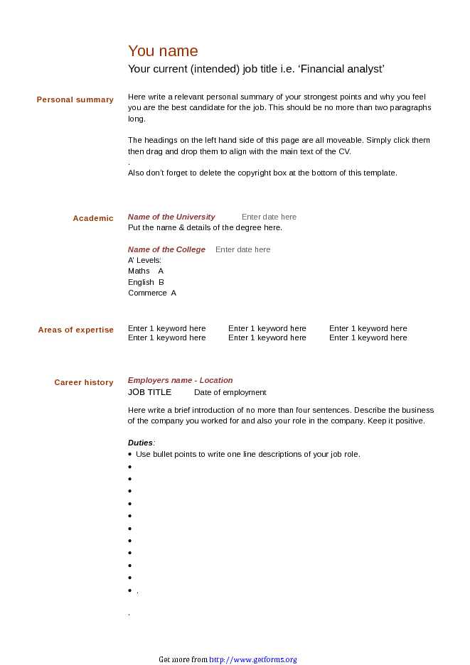 Europass Curriculum Vitae 1 - download Cv Template for free PDF or Word