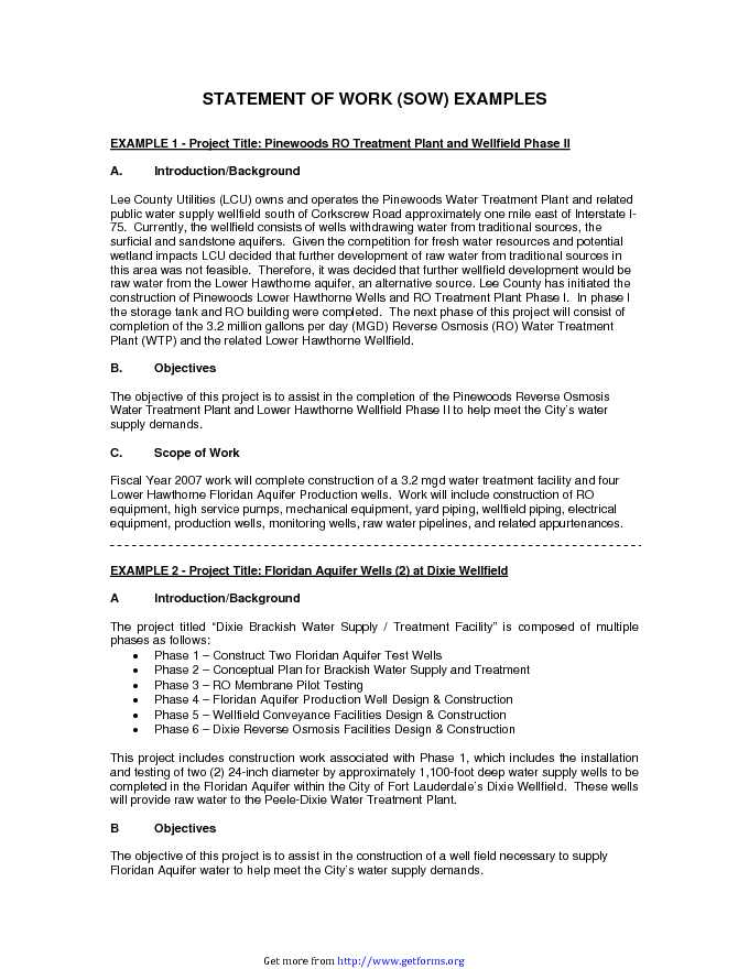 Construction Scope of Work Template download Work Statement Template