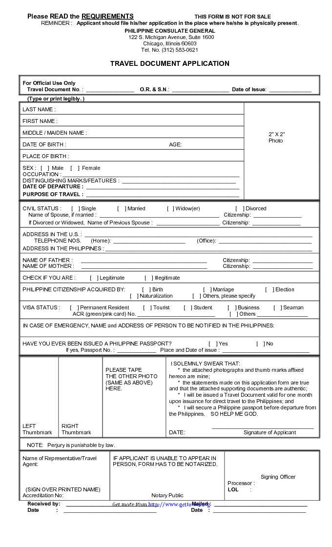Travel Document Application Form - download Itinerary Template for free ...
