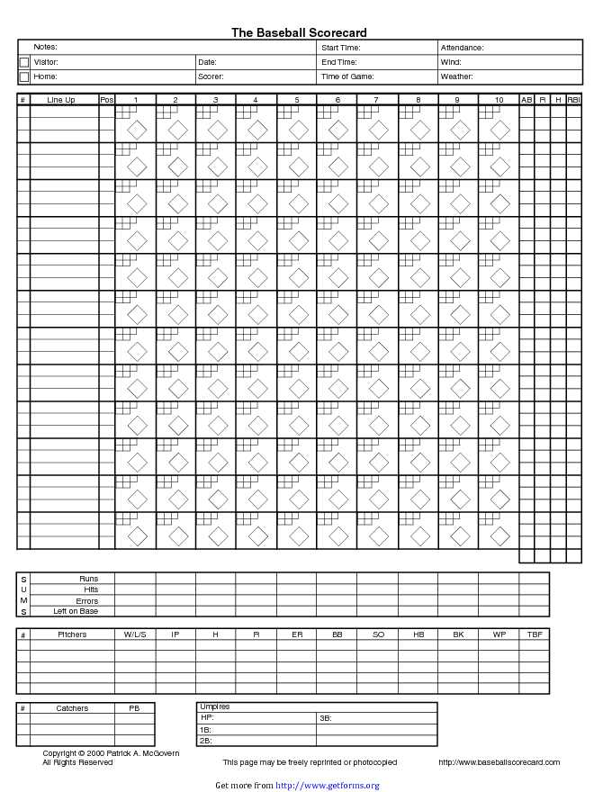 Softball Scoresheet by Dawn Brotherton