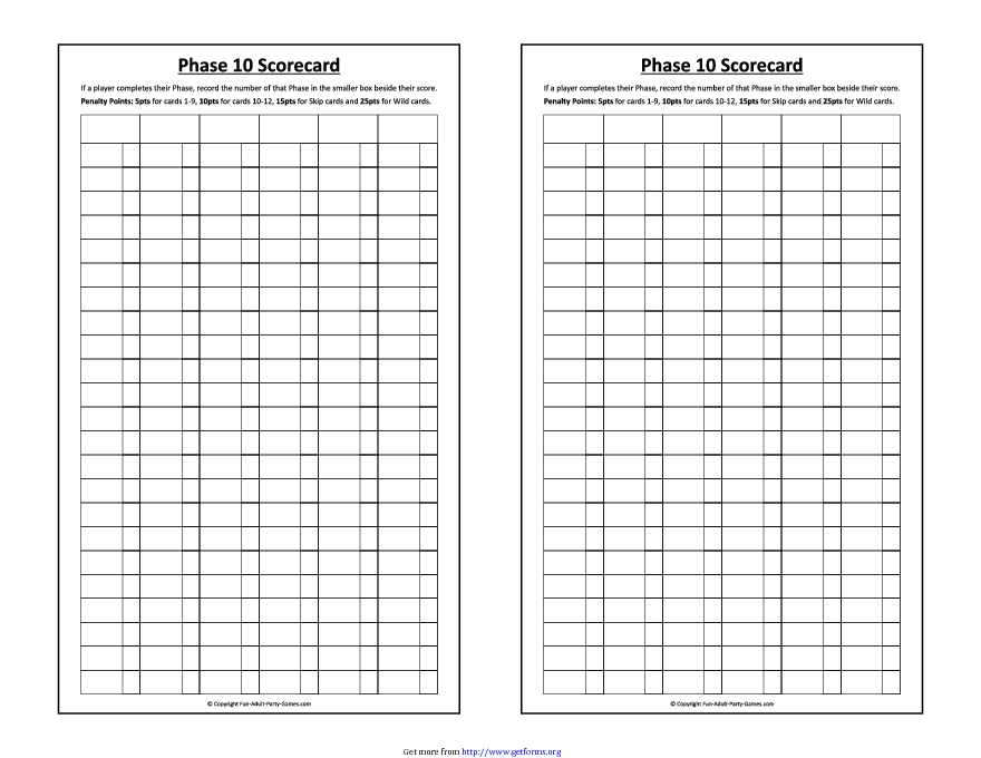 free printable scoring sheet for phase ten