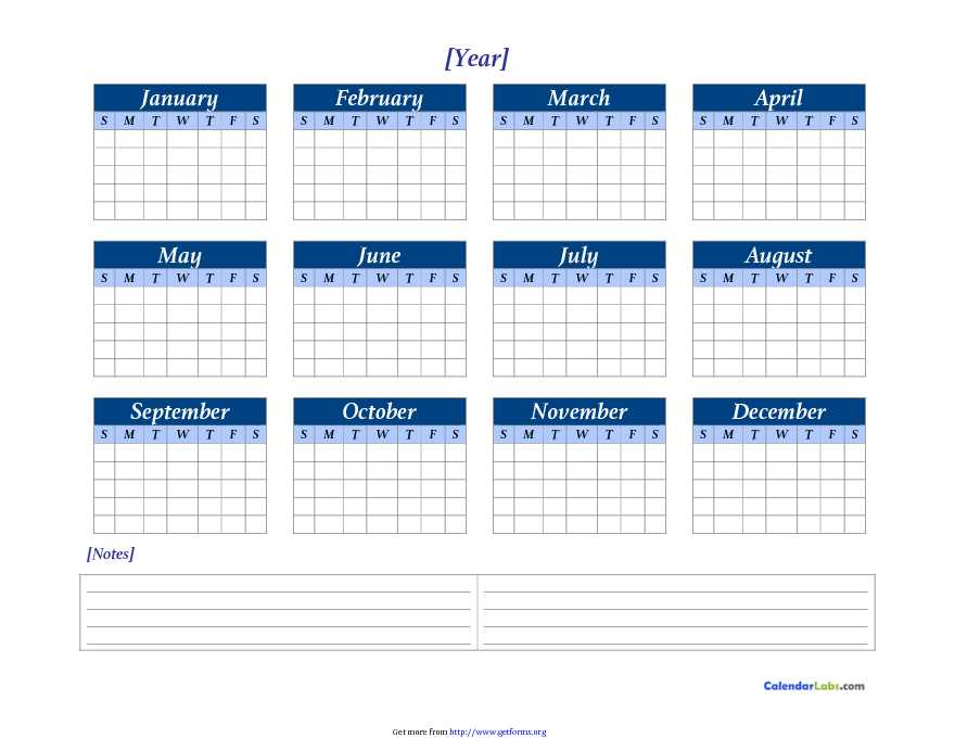 Yearly Blank Calendars download Calendar Template for free PDF or Word