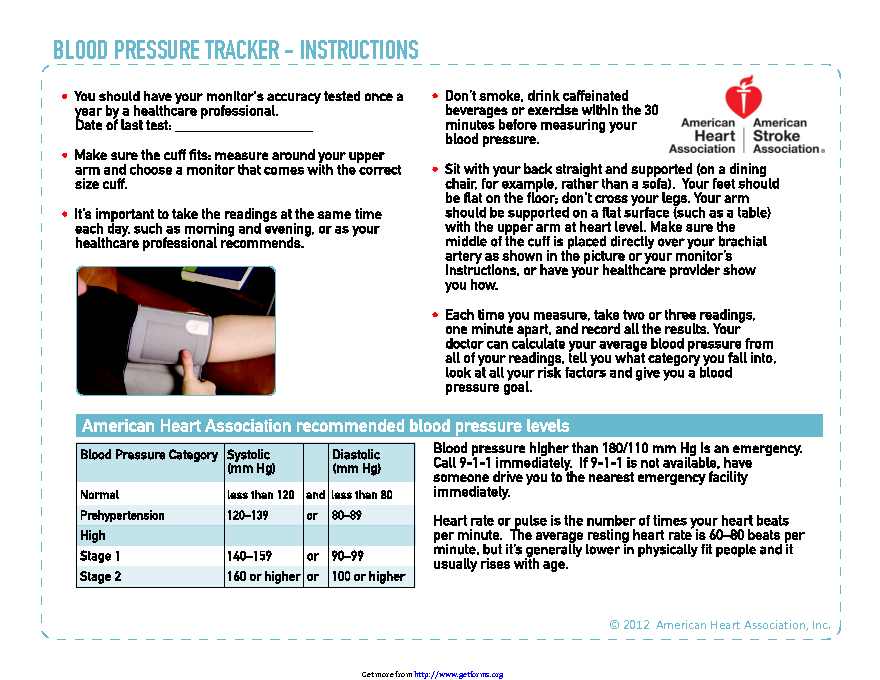 blood pressure chart large print printable