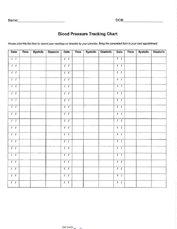 blank chart for recording blood pressure