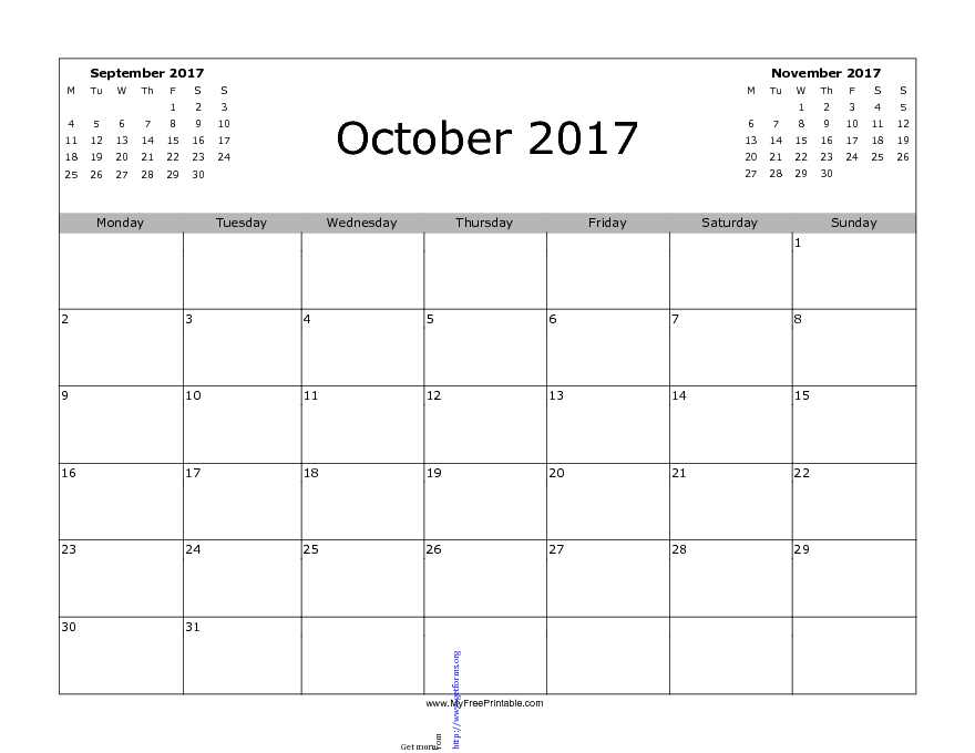 October 2017 Calendar 1 download 2017 Calendar for free PDF or Word