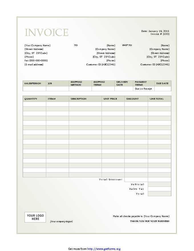 commercial invoice template excel free download